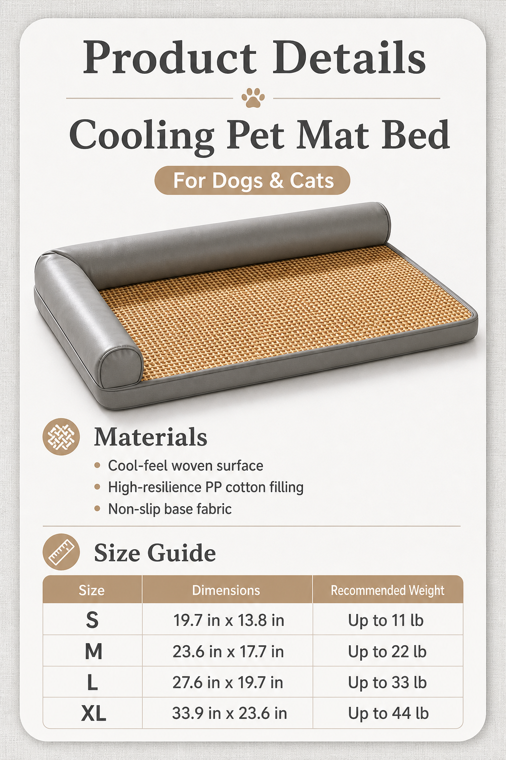 Cooling Pet Mat Bed with Bolster for Dogs & Cats thumbnail 2